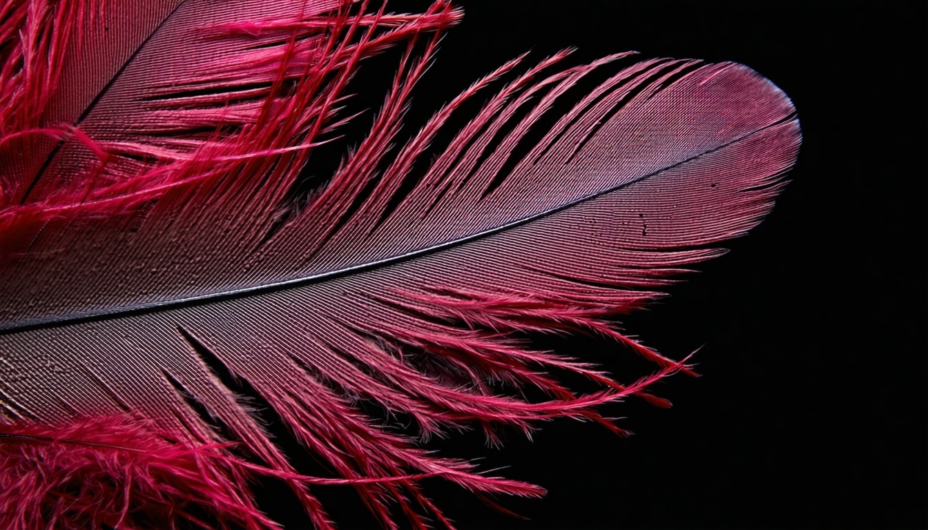 maroon realistic feather upclose detail-1
